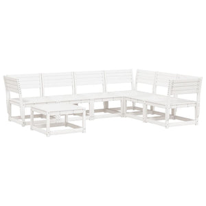 Set Salotto da Giardino 7 pz Bianco in Legno Massello di Pino