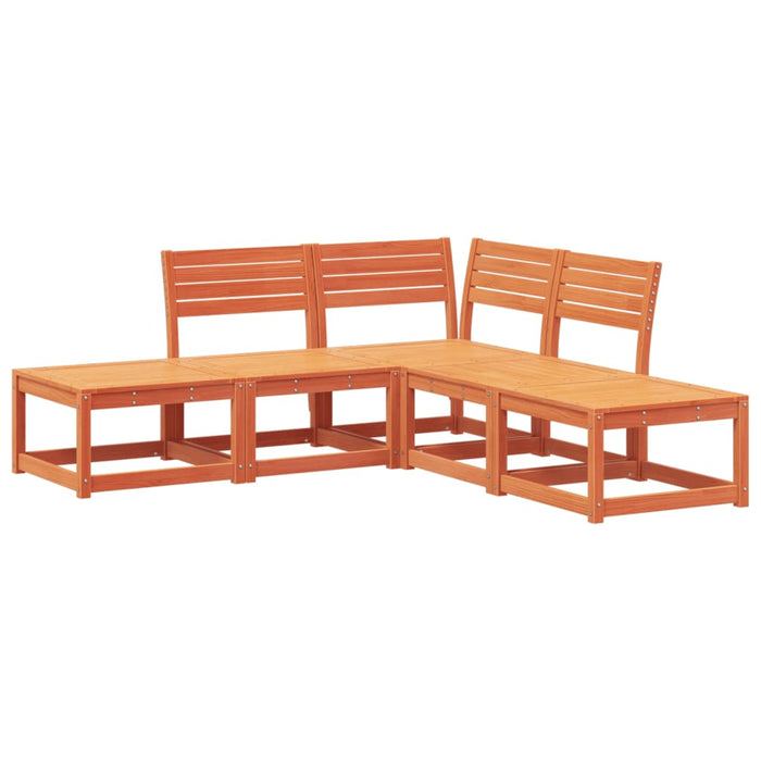 Set Divani da Giardino 5 pz Marrone Cera Legno Massello Pino 3216957
