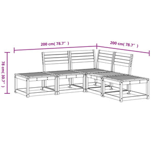 Set Divani da Giardino 5 pz Marrone Cera Legno Massello Pino 3216957