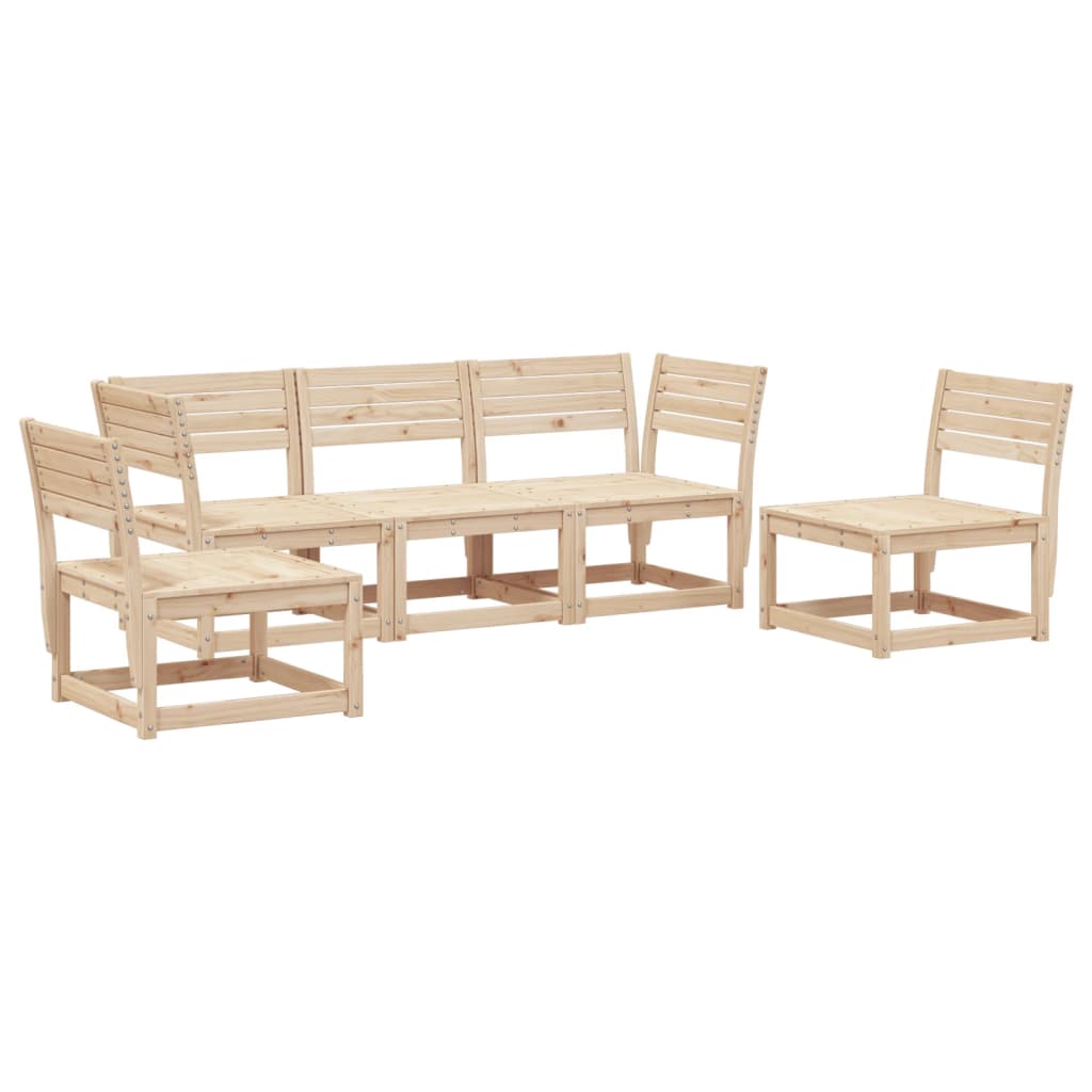 Set Divani da Giardino 5 pz in Legno Massello di Pino