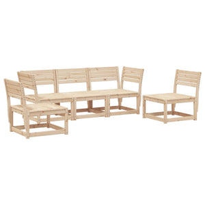 Set Divani da Giardino 5 pz in Legno Massello di Pino