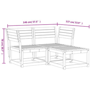 Set Divani da Giardino 3 pz in Legno Massello di Pino 3216985