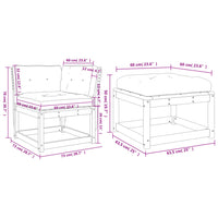Set Divani Giardino 3 pz con Cuscini Bianco Legno Massello Pino