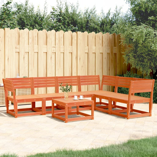 Set Divani da Giardino 6 pz Marrone Cera Legno Massello Pinocod mxl 88357