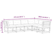 Set Divani Giardino 6pz con Cuscini Bianco Legno Massello Pino 3217026