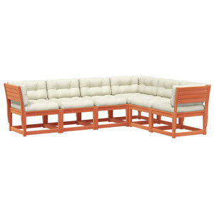 Set Divani Giardino 6pz con Cuscini Marrone Cera Massello Pino 3217027