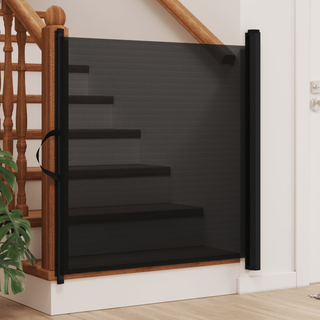 Cancelletto Retrattile per Animali Domestici Nero 102,5x125 cm