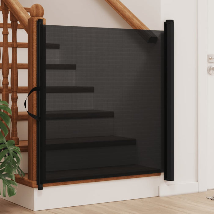 Cancelletto Retrattile per Animali Domestici Nero 117,5x125 cm