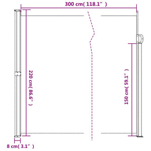 Tenda da Sole Laterale Retrattile Bianco 220x300 cm 4004376