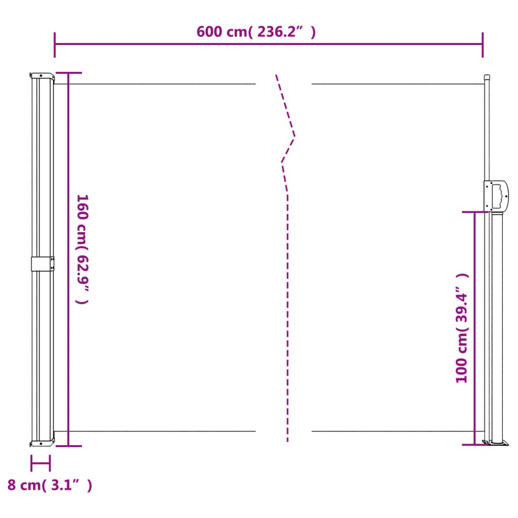 Tenda da Sole Laterale Retrattile Blu 160x600 cm 4004521