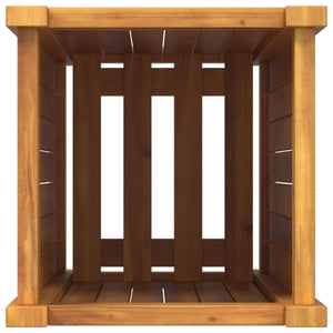 Fioriera rialzata per aiuola da giardino con rivestimento 31 x 31 x 75 cm in legno massello di acacia marrone 02_0038131