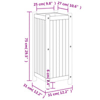 Fioriera rialzata per aiuola da giardino con rivestimento 31 x 31 x 75 cm in legno massello di acacia marrone 02_0038131