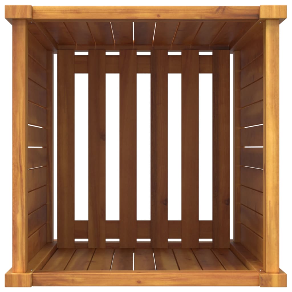 Vassoio per fioriera aiuola rialzata piante fiori terrazza giardino con rivestimento 42 x 42 x 75 cm legno massello di acacia marrone 02_0038134