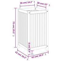 Vassoio per fioriera aiuola rialzata piante fiori terrazza giardino con rivestimento 42 x 42 x 75 cm legno massello di acacia marrone 02_0038134