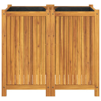 Fioriera aiuola rialzata vassoio piante fiori terrazza giardino con fodera 84 x 42 x 75 cm legno massello di acacia marrone 02_0038146