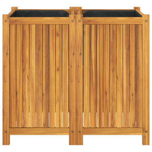 Fioriera aiuola rialzata vassoio piante fiori terrazza giardino con fodera 84 x 42 x 75 cm legno massello di acacia marrone 02_0038146