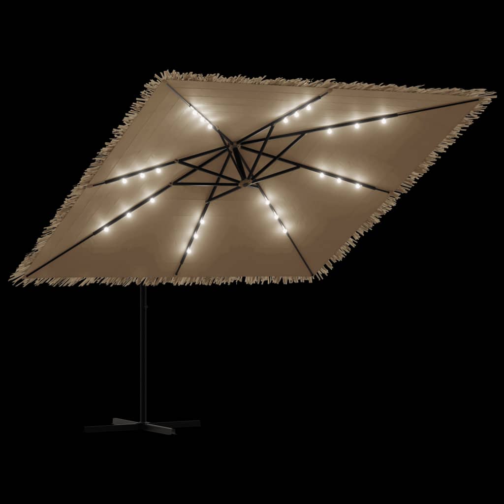Ombrellone Giardino LED e Palo in Acciaio Marrone 290x290x238cm 4005088
