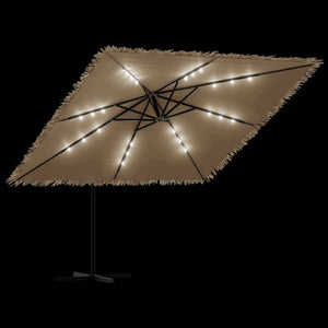 Ombrellone Giardino LED e Palo in Acciaio Marrone 290x290x238cm 4005088
