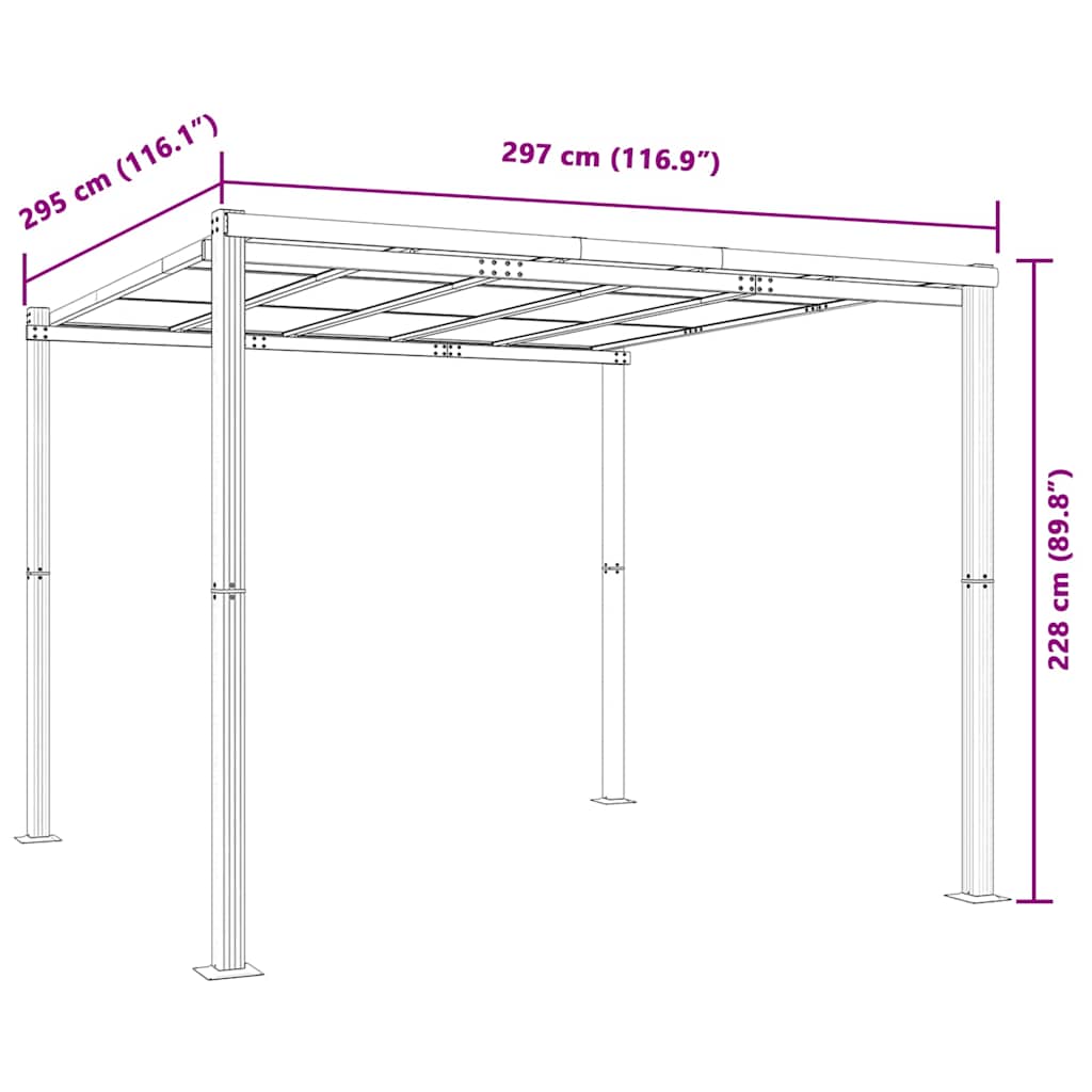 Gazebo da Giardino Antracite 3x3 m in Alluminio 3217060