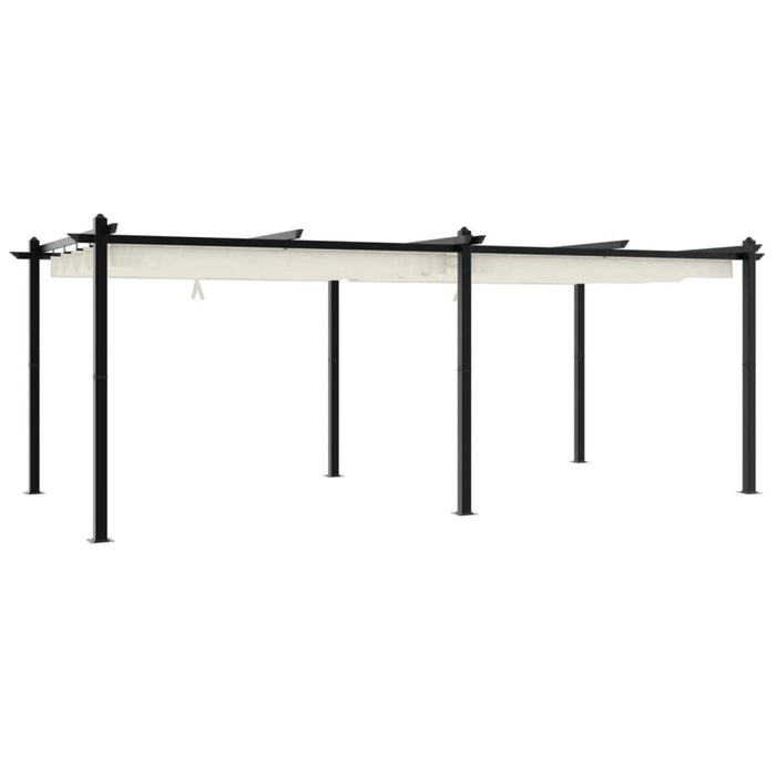 Gazebo da Giardino con Tetto Retrattile Crema 3x6m in Alluminio