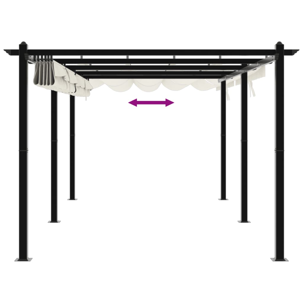 Gazebo da Giardino con Tetto Retrattile Crema 3x6m in Alluminio 3217061