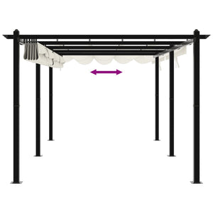 Gazebo da Giardino con Tetto Retrattile Crema 3x6m in Alluminio