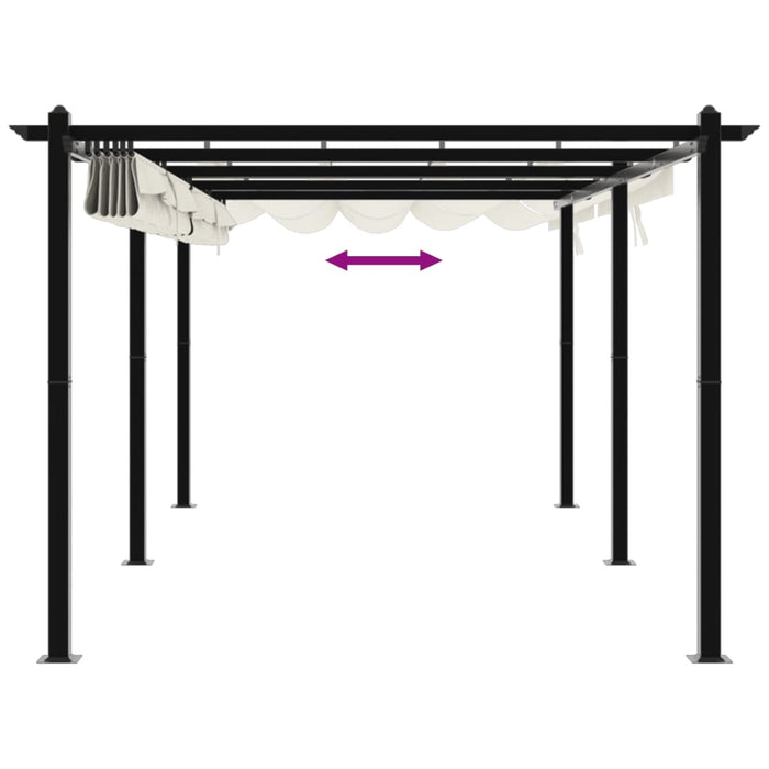 Gazebo da Giardino con Tetto Retrattile Crema 3x6m in Alluminio