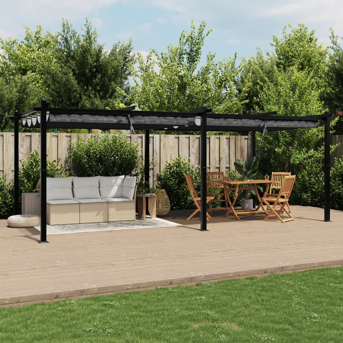 Gazebo Giardino con Tetto Retrattile Antracite 3x6 m Alluminio