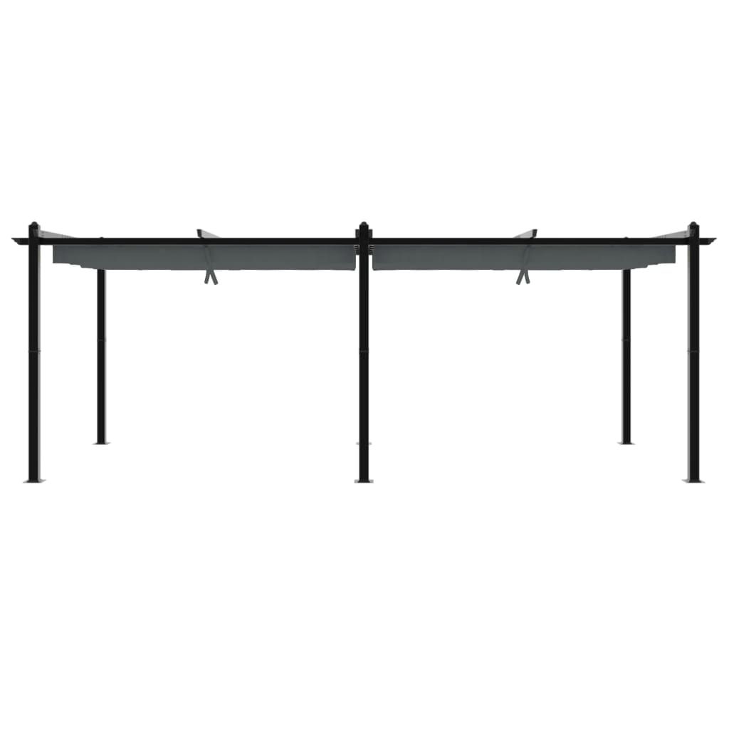 Gazebo Giardino con Tetto Retrattile Antracite 3x6 m Alluminio