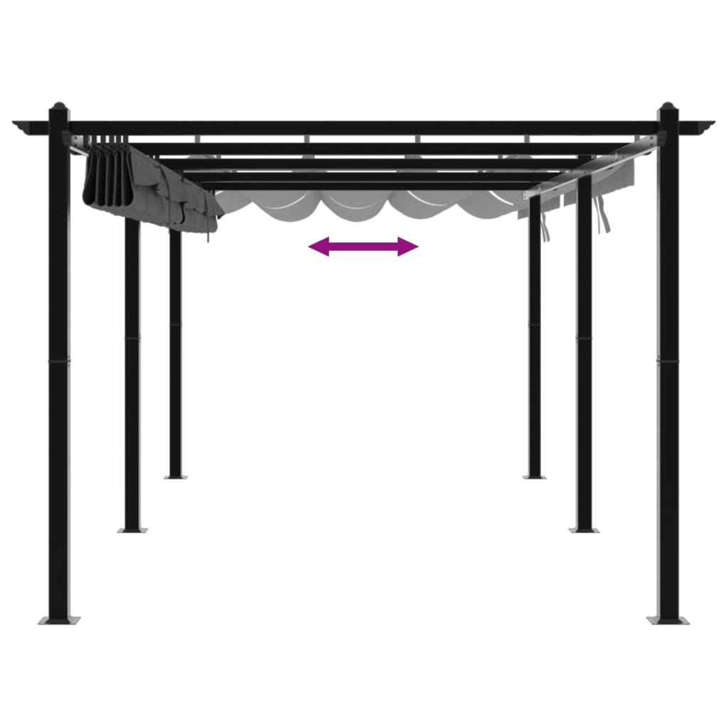 Gazebo Giardino con Tetto Retrattile Antracite 3x6 m Alluminio