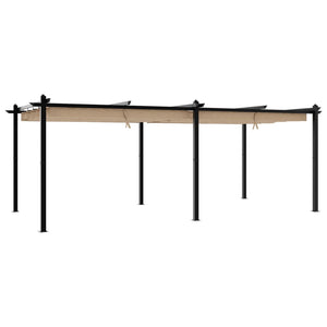 Gazebo da Giardino con Tetto Retrattile Tortora 3x6 m Alluminio