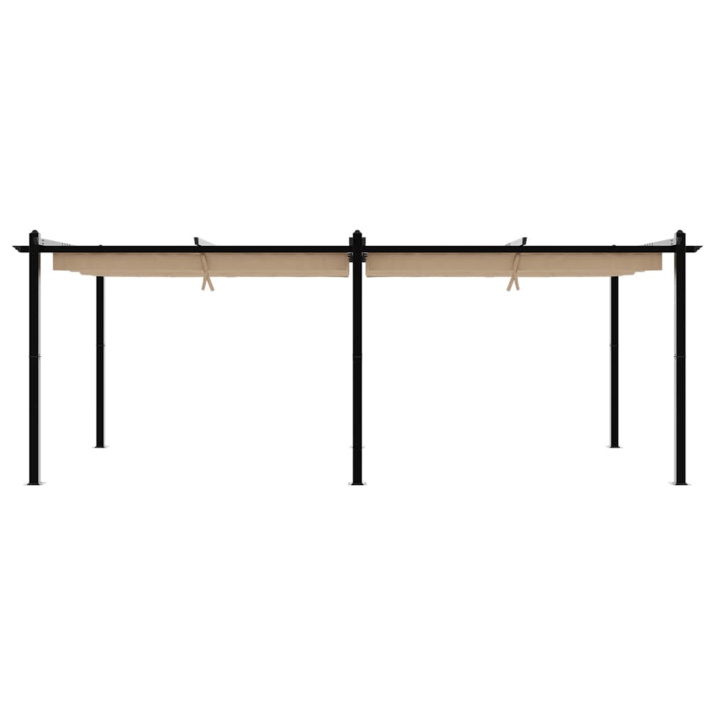 Gazebo da Giardino con Tetto Retrattile Tortora 3x6 m Alluminio