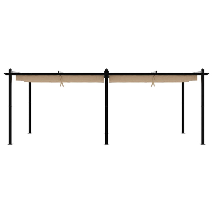 Gazebo da Giardino con Tetto Retrattile Tortora 3x6 m Alluminio