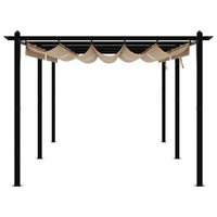 Gazebo da Giardino con Tetto Retrattile Tortora 3x6 m Alluminio