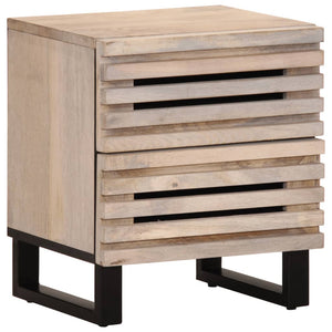 Comodini 2pz 40x34x46 cm in Legno Massello di Mango Sbiancato 377433