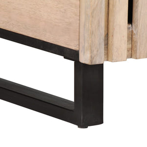 Tavolino da Salotto Bianco 80x51x40 cm Legno Massello di Mango 377464