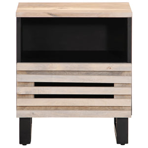 Comodino-Tavolino da notte 40x34x46 cm in Legno Massello di Mango Sbiancato 834124