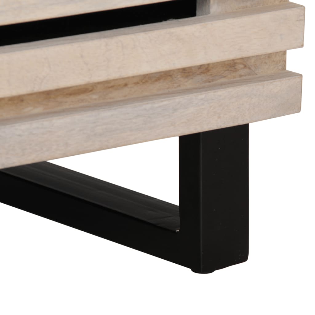 Comodino 40x34x46 cm in Legno Massello di Mango Sbiancato 377472