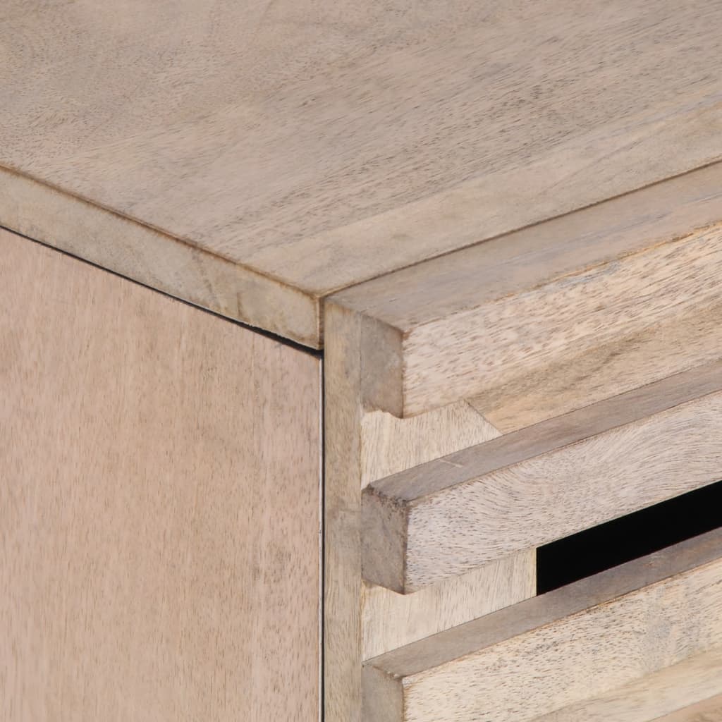 Comodino Bianco 50x34x60 cm in Legno Massello di Mango