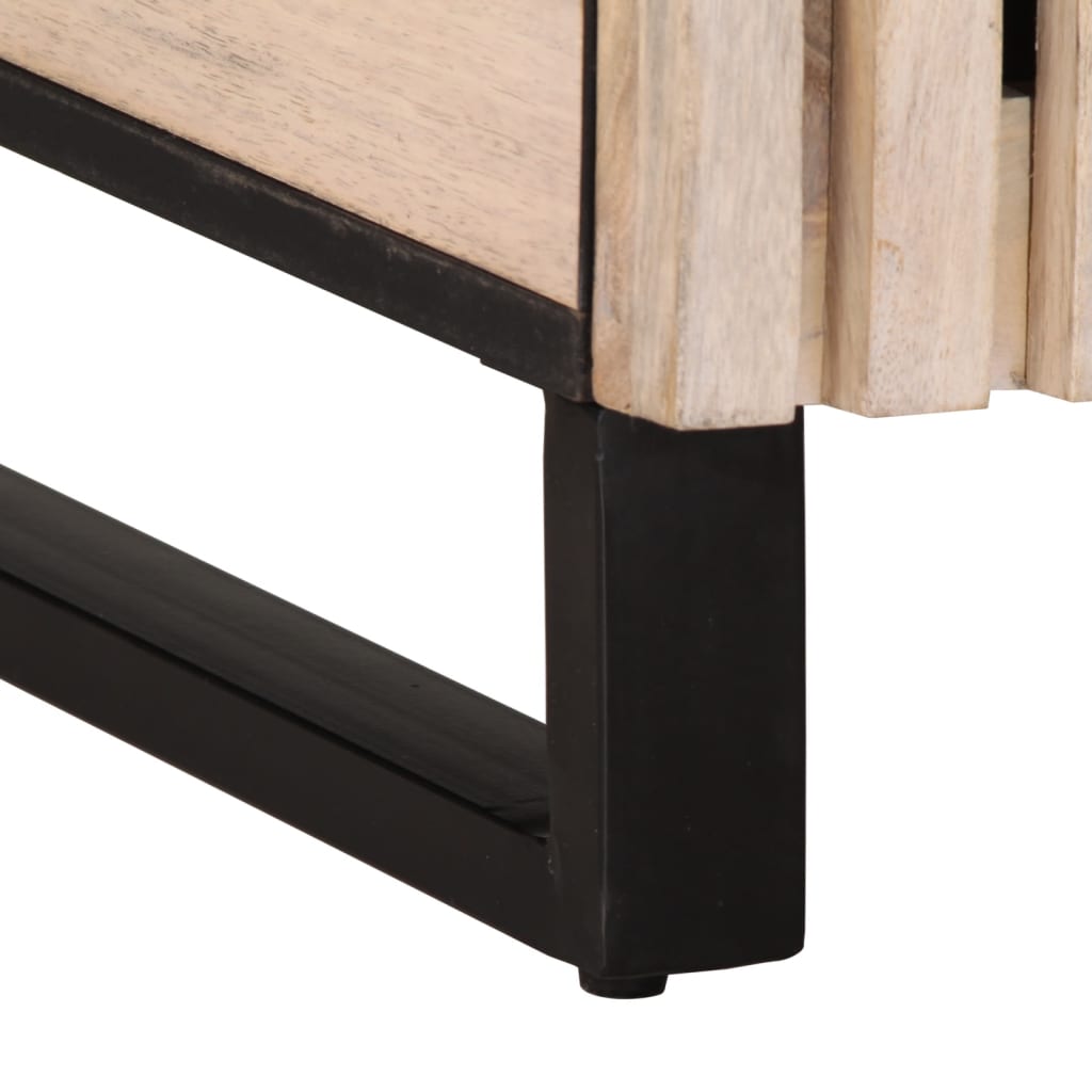 Comodino Bianco 50x34x60 cm in Legno Massello di Mango 377479