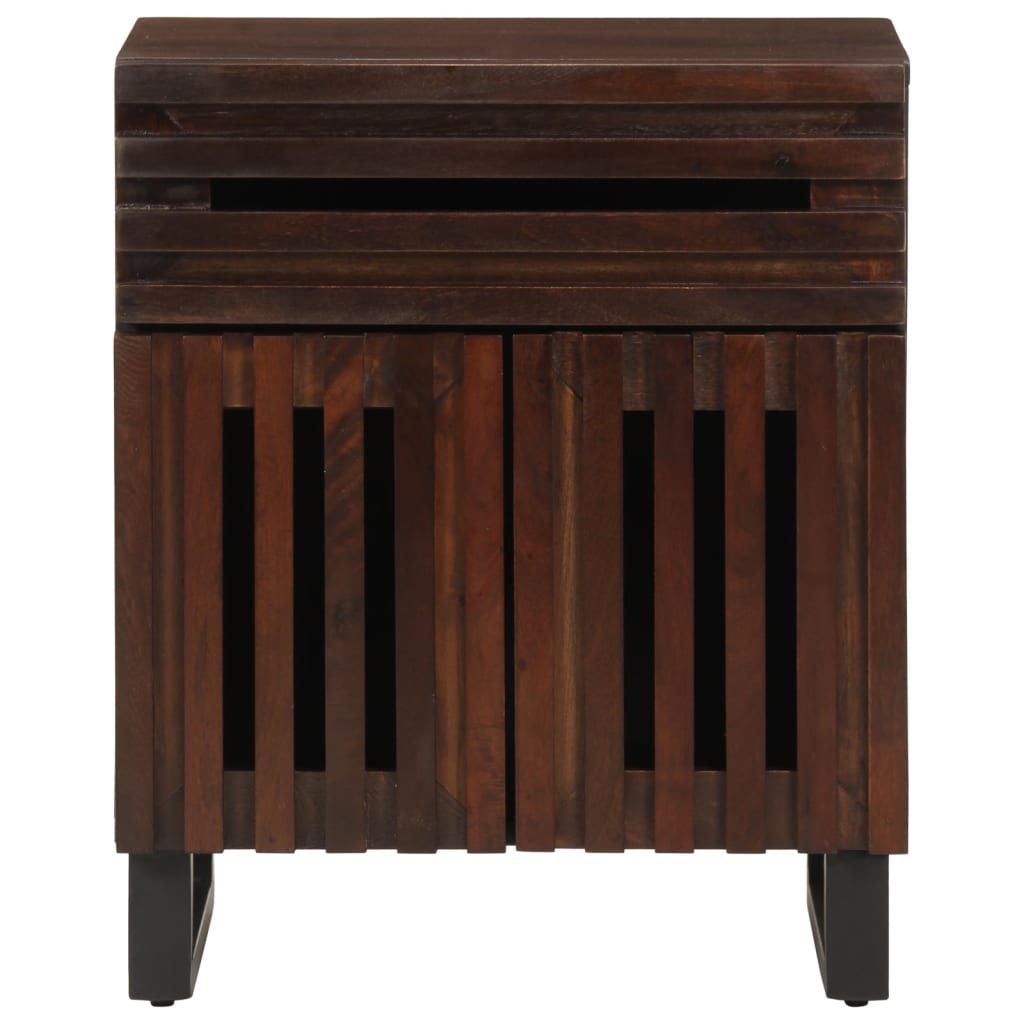 Comodino Marrone 50x34x60 cm in Legno Massello di Mango 377494