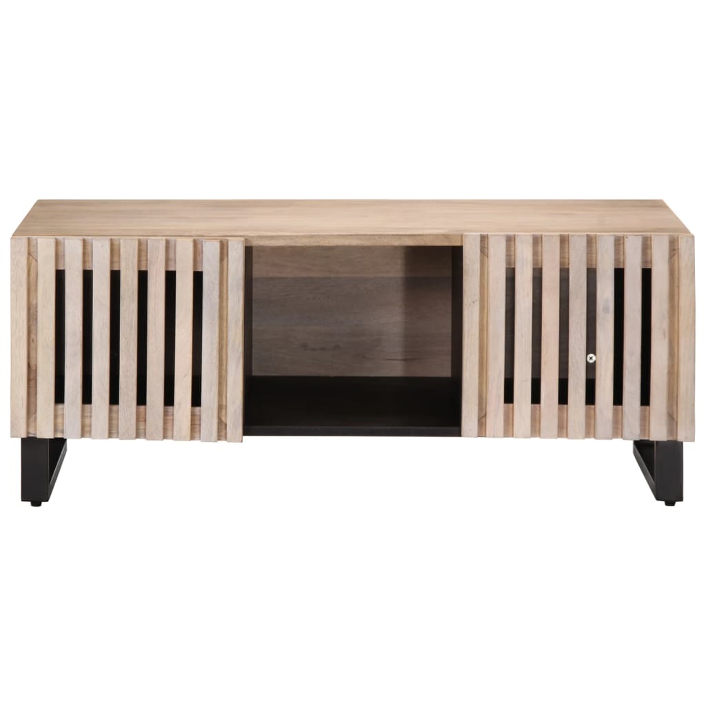 Tavolino da Salotto Bianco 100x55x40 cm Legno Massello di Mango 377499
