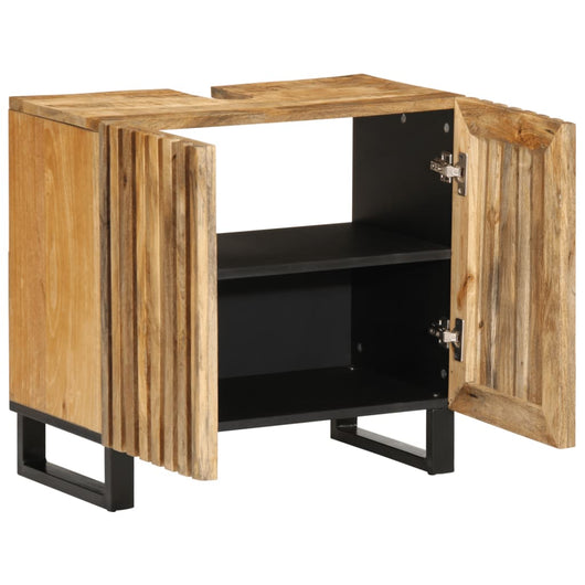 Mobile Lavabo da Bagno 62x34x58cm Legno Massello Mango Grezzo 377529
