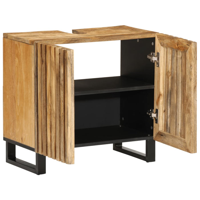 Mobile Lavabo da Bagno-Armadietto da bagno 62x34x58cm Legno Massello Mango Grezzo