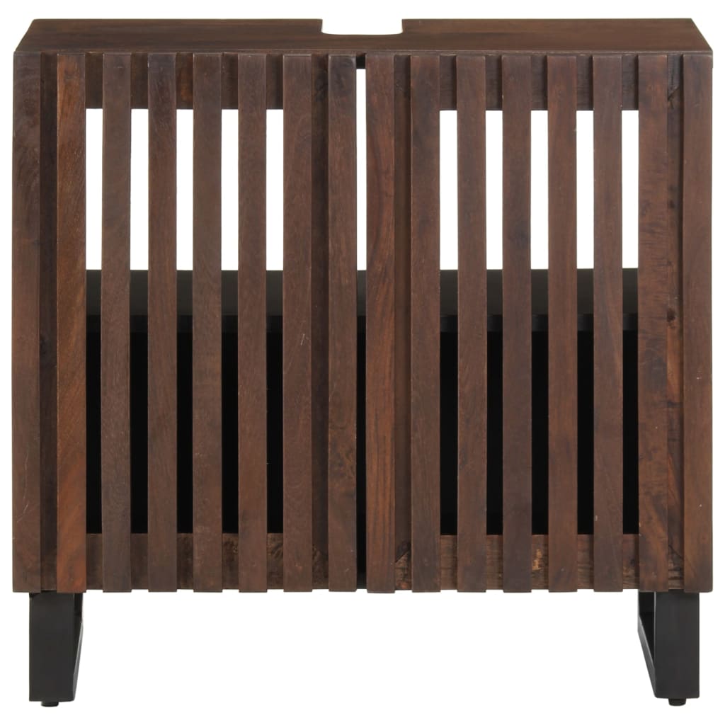 vidaXL Mobile Lavabo da Bagno 62x34x58cm Marrone Legno Massello Mango