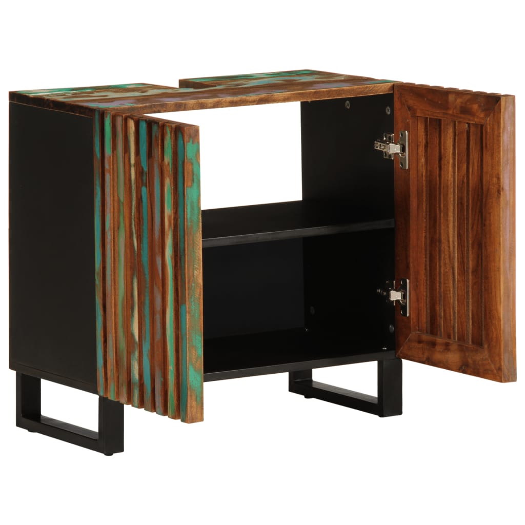 Mobile Lavabo da Bagno-Armadietto da bagno 62x34x58cm in Legno Massello di Acacia 240061