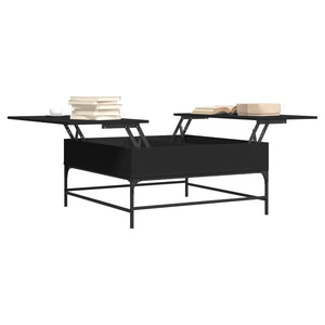 Tavolino Salotto Nero 95x95x45 cm Legno Multistrato e Metallo