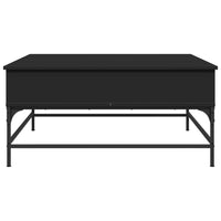 Tavolino Salotto Nero 95x95x45 cm Legno Multistrato e Metallo