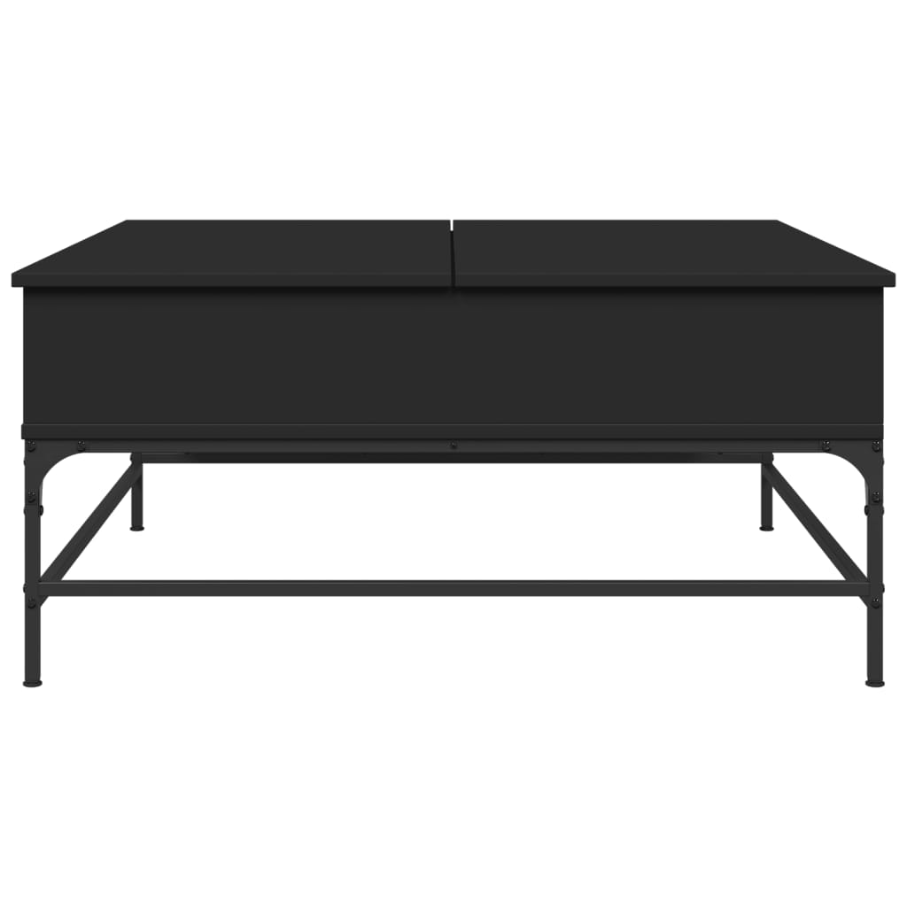 Tavolino Salotto Nero 95x95x45 cm Legno Multistrato e Metallo