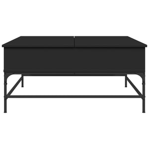 Tavolino Salotto Nero 95x95x45 cm Legno Multistrato e Metallo